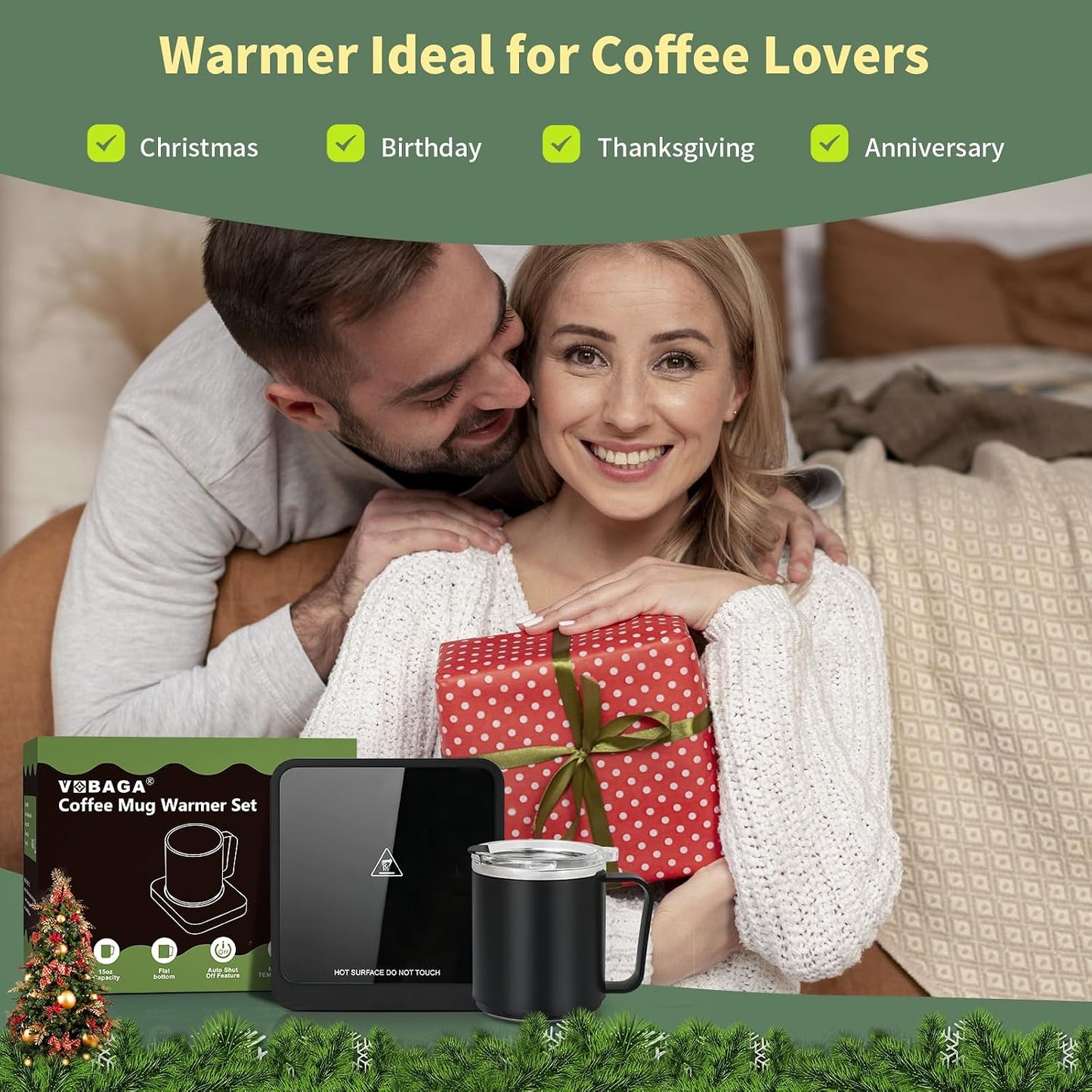 VOBAGA Mug Warmer, Coffee Cup Warmer for Desk with 5 Temp Settings & 2-12H Timer, Smart Candle Warmer & Coffee Warmer with Display for Fastest Heating Coffee, Cocoa, Ideal Coffee Gifts(No Cup)