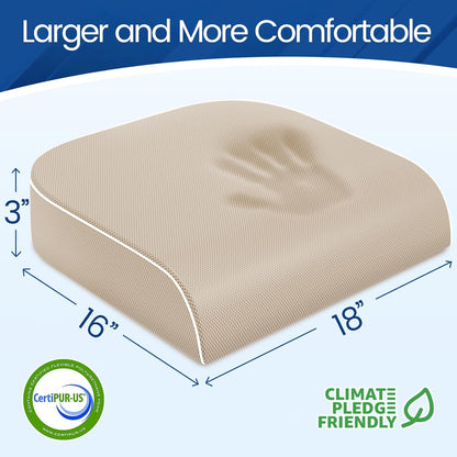 SweetSlubr Seat Cushion, Chair Pad, Memory Foam Large Cushion | Office Chair Cushion for Tailbone Pain Relief, Non-Slip Cover, Soft Support for Office Chair, Car Seat, Airplane,Large/Black