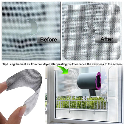 Black Window Screen Repair Tape（2" W×80" L） Strong Adhesive Screen Repair Tape Fiberglass Screen Tape Mesh Repair for Covering Windows or Doors Pet Mesh Cage Tears Holes