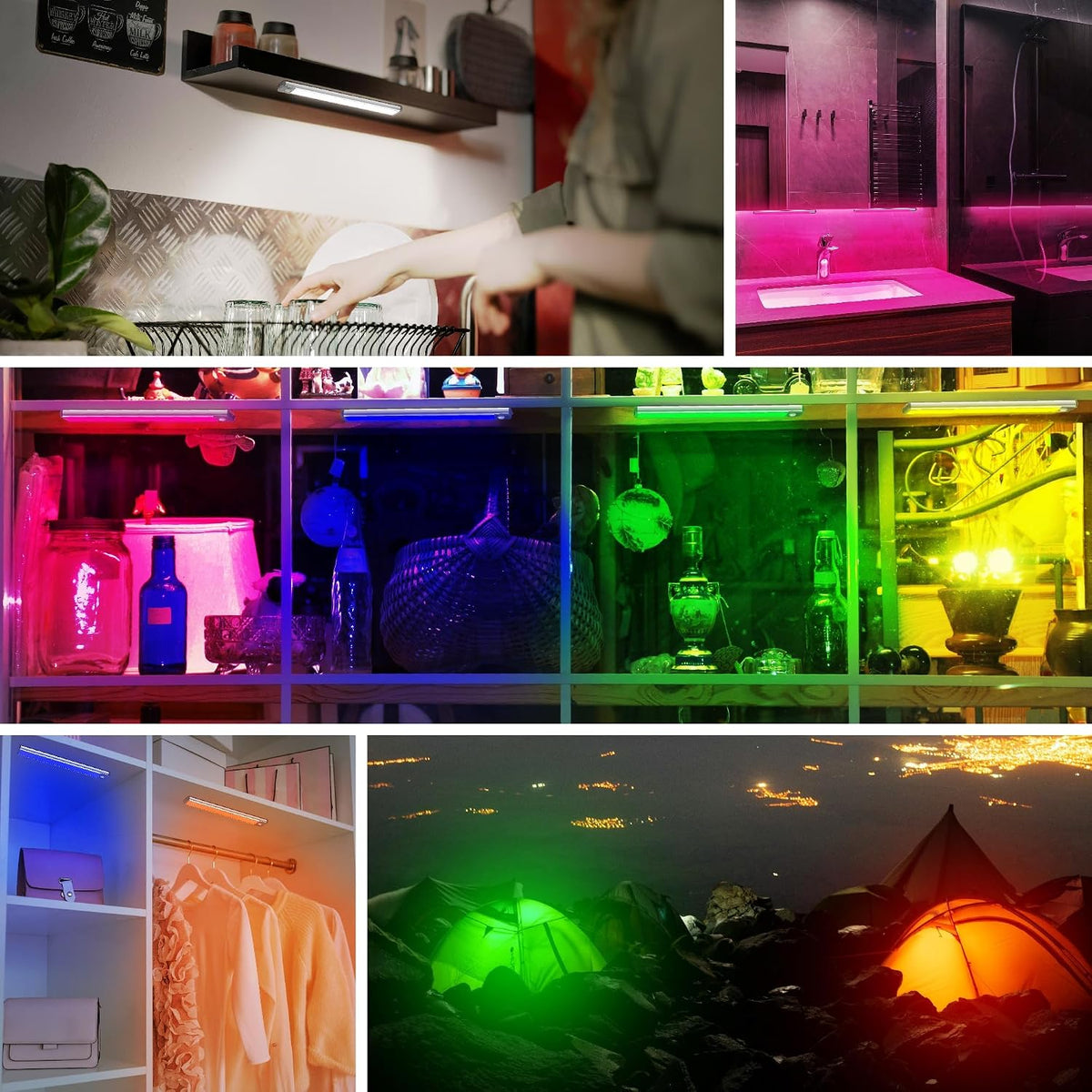 LEPOTEC 3 Pcs RGB LED Wall Lights,Wall Sconces Lamp with App Remote Control,Gaming Light Bar,Under Cabinet Lighting with Music Sync,Rechargeable Battery Operated Night Closet Light for Living Room