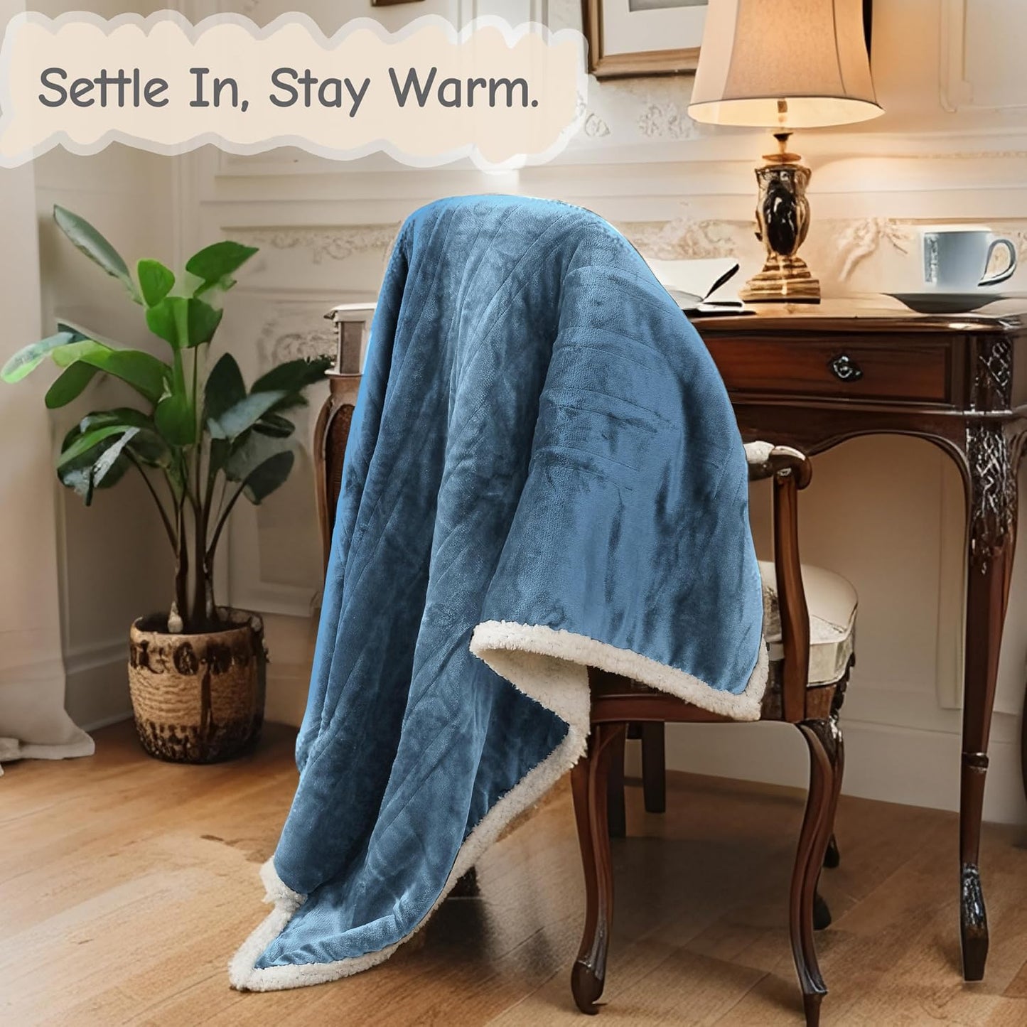 Soypipo Electric Heated Throw Blanket 50"x60", Faux Fur Plush with 4 Heat Settings & 2/4/8/10H Auto Shut-Off, Overheat Protection, Machine Washable, for Office & Chair, Dark Grey
