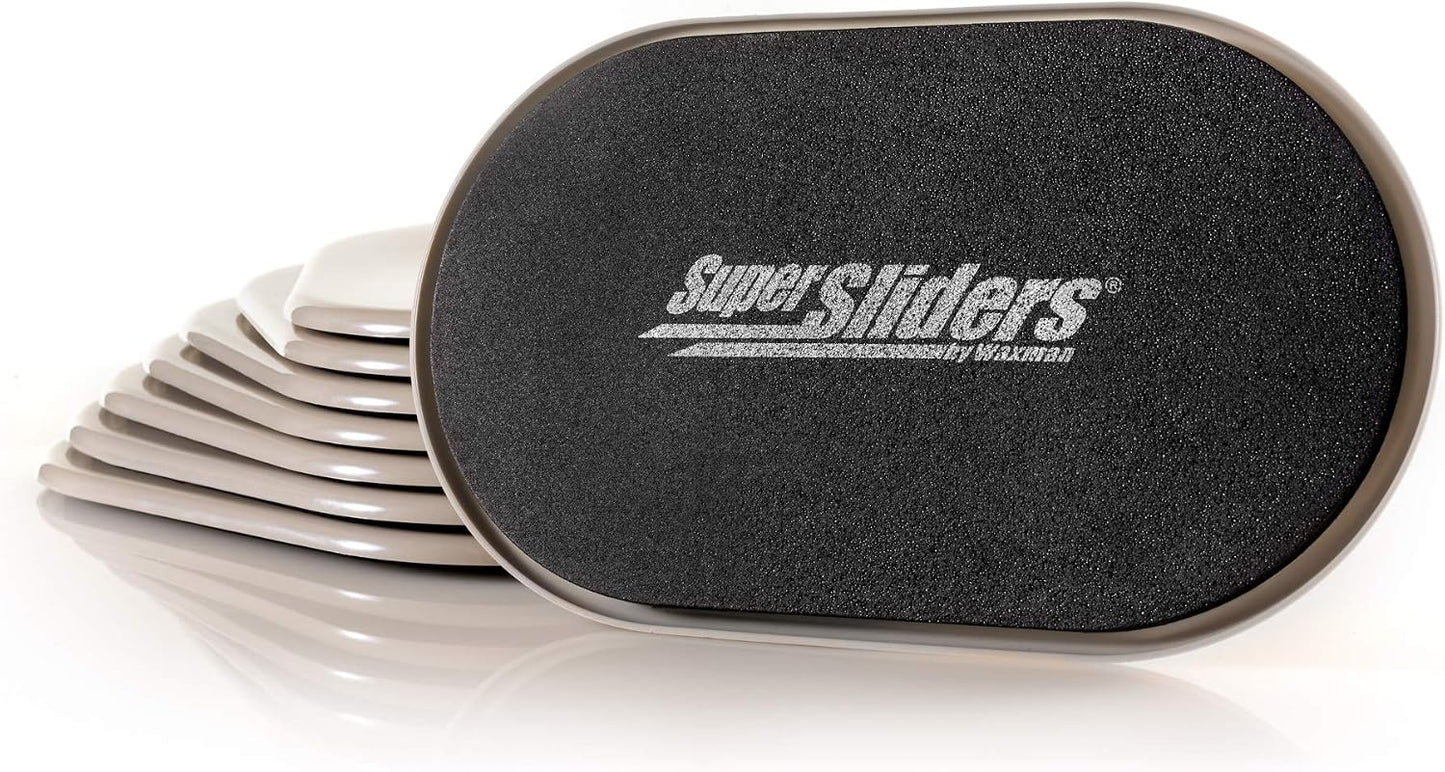 Super Sliders 5-3/4" x 9-1/2" XL Oval Reusable Furniture Sliders for Carpet, Anti-Slip Protective Furniture Moving Pads for Beds, Sofas, Dressers, Set of 4, Brown