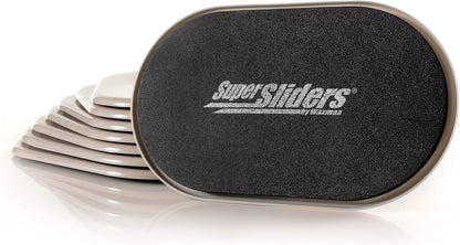 Super Sliders 5-3/4" x 9-1/2" XL Oval Reusable Furniture Sliders for Carpet, Anti-Slip Protective Furniture Moving Pads for Beds, Sofas, Dressers, Set of 4, Brown