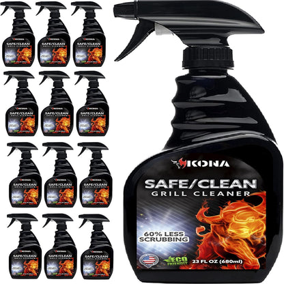 Kona Safe/Clean Grill Cleaner Spray, 23 oz - Heavy-Duty No-Drip Gel | heavy-duty no-drip gel formula, BBQ grate degreaser, 23 oz spray bottle