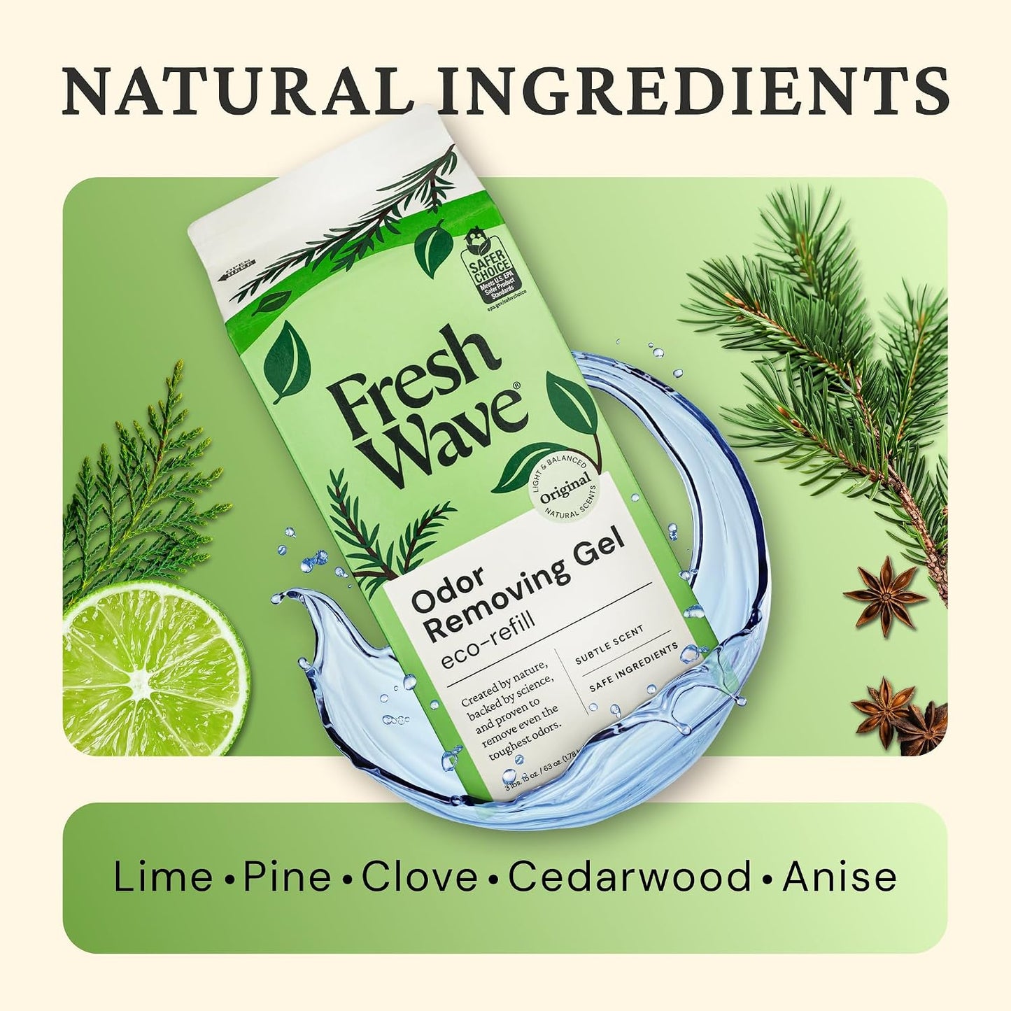 Fresh Wave Original Odor Eliminator Gel 3-Pk 7 oz - Air Freshener for Home | Plant-based essential oils. Lasts 15-30 days per jar. No plug-in needed. Pet-safe, closet and bathroom deoderizer.