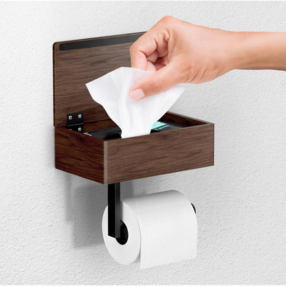 Day Moon™ - Toilet Paper Holder with Shelf - Modern Roll Holder for Bathroom - 1 Pack - Wall Mount - with Storage, Gold
