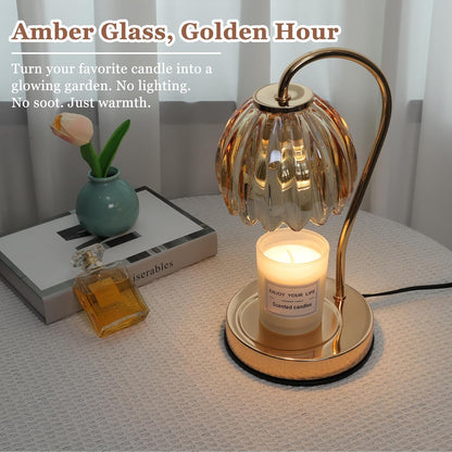 Electric Candle Warmer Lamp with Timer & Dimmer, Gray Tulip Lampshade