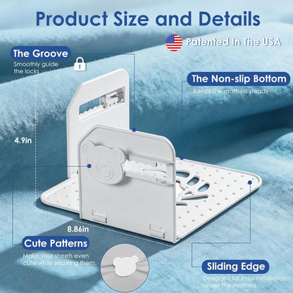 Patented Bed Sheet Holders ABS Lock System for Fitted Sheets Secure Clips | Patented Lock Design, 168 Anti-Slip Points, Reinforced ABS Material, One-Time Installation, Fits All Mattress Sizes