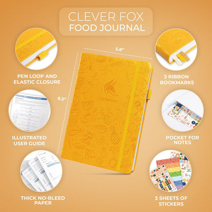 Clever Fox Food Journal for Women & Men, Weight Loss Tracker, Aquamarine