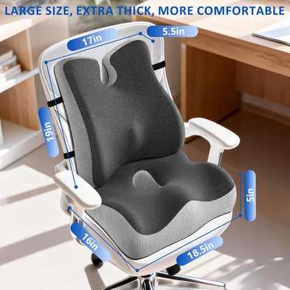 Lumbar Support Pillow for Office Chair,Seat Cushion with Back Support,Office Chair Cushion for Tailbone Pain,Sciatica and Hemorrhoid Relief (Black)