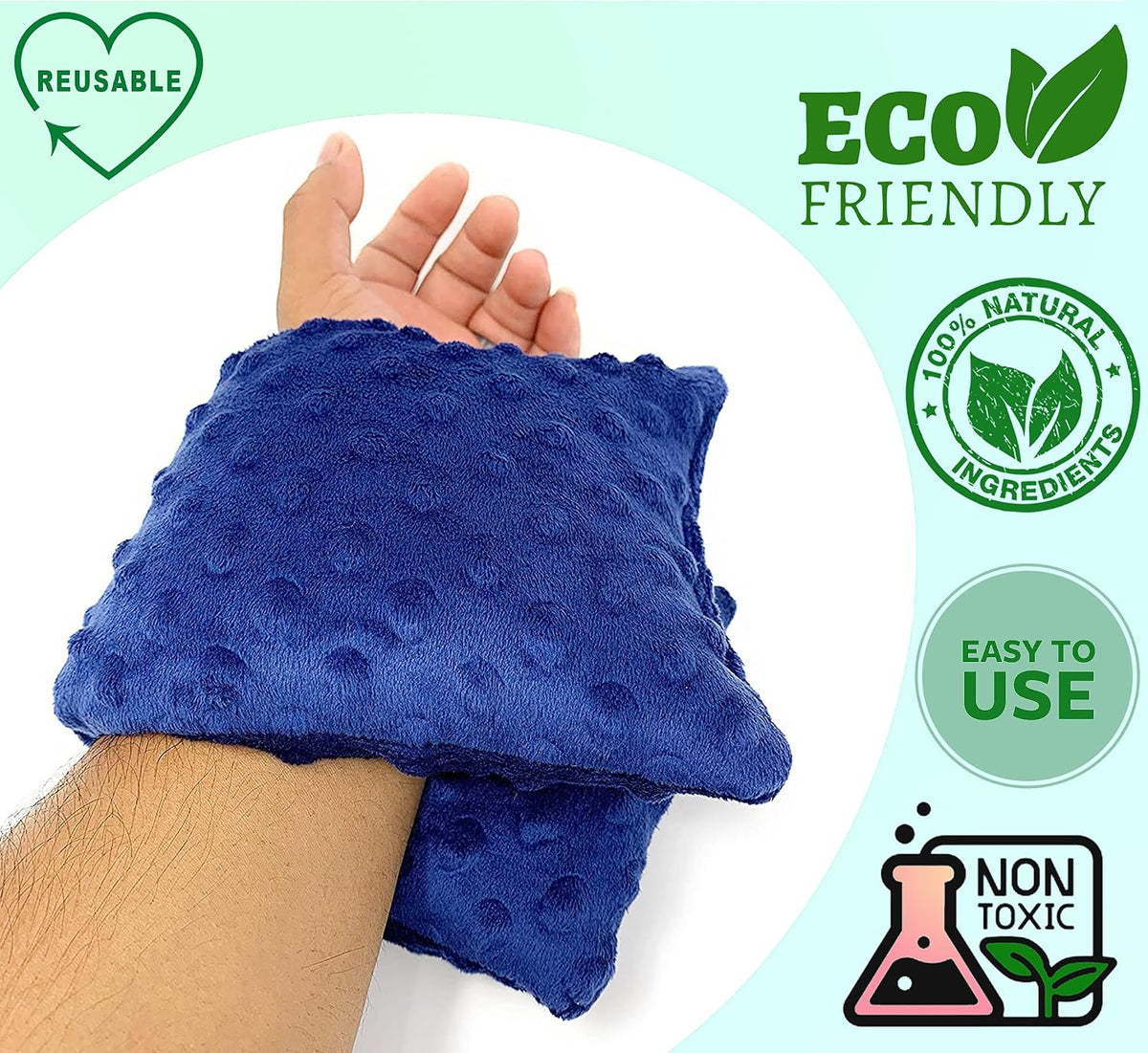 Microwave Heating Pad for Neck & Shoulders - Natural Buckwheat & Flaxseed Hot/Cold Therapy Wrap - Moist Heat for Pain Relief, Muscle Soreness & Stress - Reusable, Soft Fleece (14"x5.5")