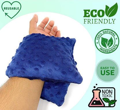 Microwave Heating Pad for Neck & Shoulders - Natural Buckwheat & Flaxseed Hot/Cold Therapy Wrap - Moist Heat for Pain Relief, Muscle Soreness & Stress - Reusable, Soft Fleece (14"x5.5")