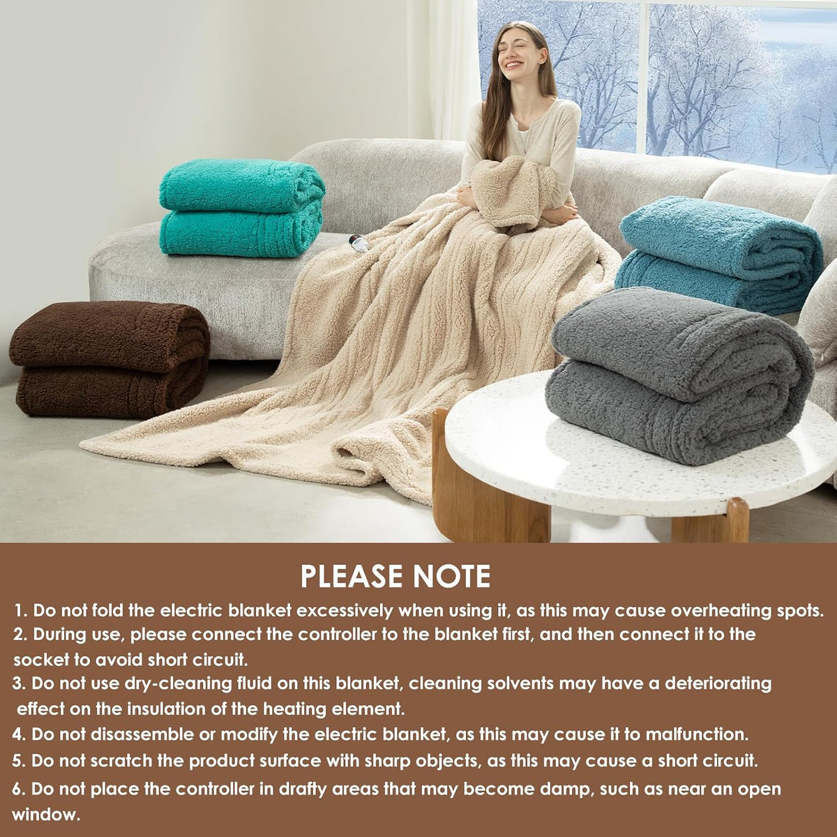 Heated Throw Blanket 50"X60", Soft Sherpa, 4 hrs Auto Shut Off