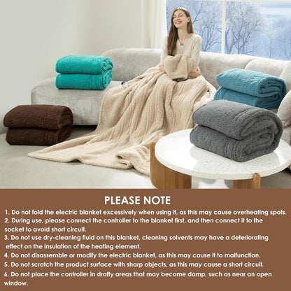 Heated Throw Blanket 50"X60", Soft Sherpa, 4 hrs Auto Shut Off
