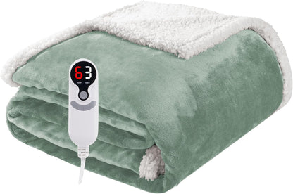 Soypipo Electric Heated Throw Blanket 50"x60", Faux Fur Plush with 4 Heat Settings & 2/4/8/10H Auto Shut-Off, Overheat Protection, Machine Washable, for Office & Chair, Dark Grey