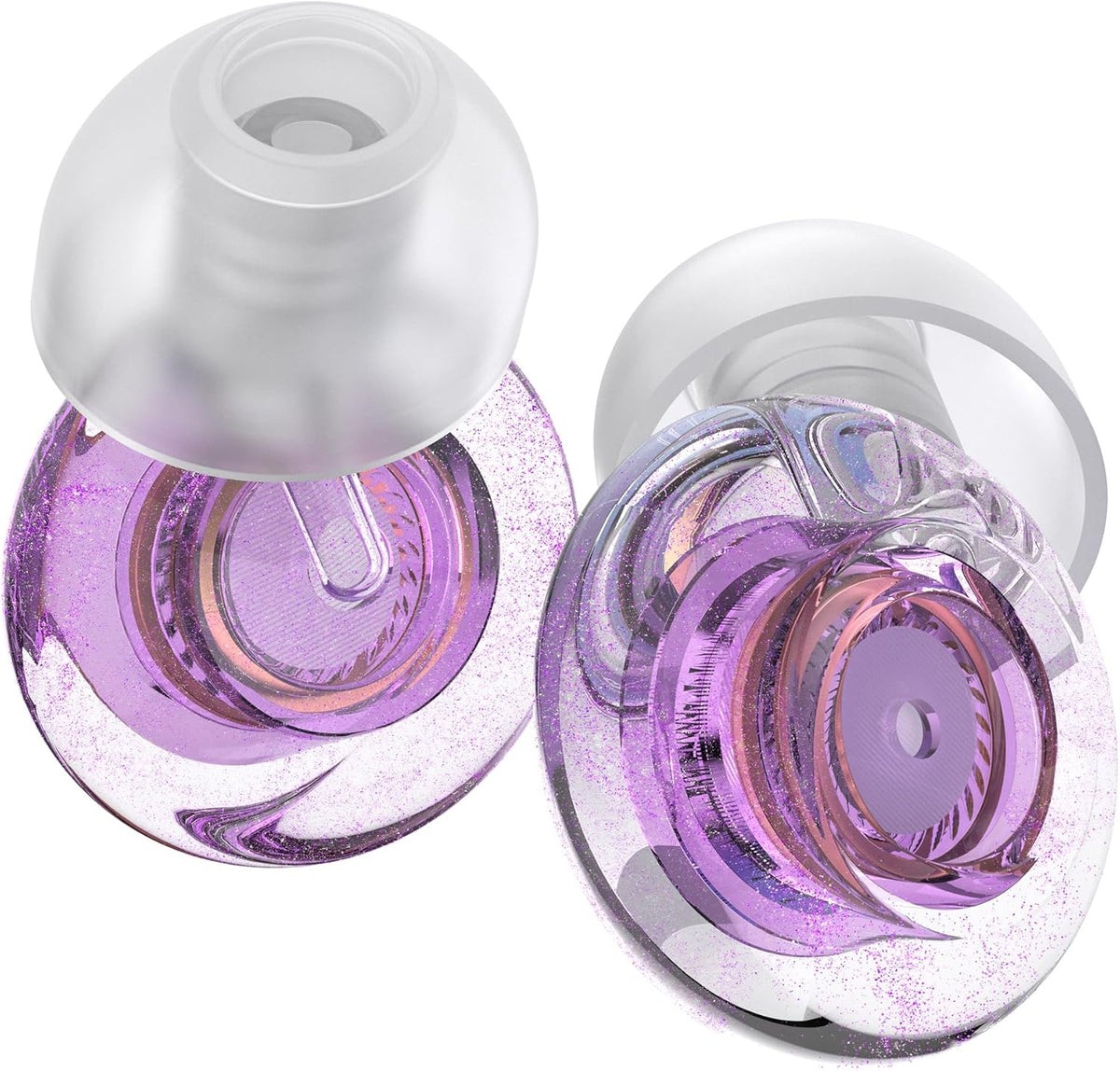 Yawsoy Purple Silicone In-Ear Ear Plugs, 2 Pack High Fidelity Ear Plugs for Concerts, Raves, Work, Musicians, 5 Pair Ear Tips in S/M/L, 18-25 dB Noise Cancelling