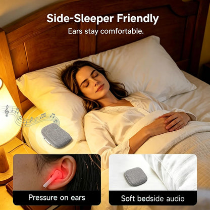 Under Pillow Sleep Speaker, Flat Bluetooth Pillow Speaker for Sleeping | Material: Plastic & woven fabric. Use: Bone conduction audio for bedtime relaxation, side sleepers, and masking noise.