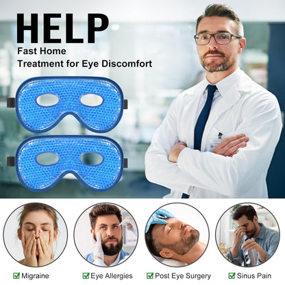 BeeVines Gel Eye Mask, XL Size Cooling Ice Masks for Puffy Eyes (2 Pack)