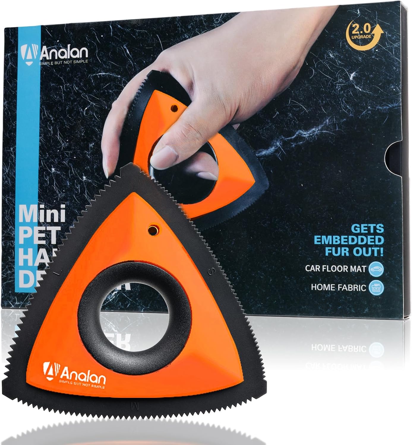 Mini Pet Hair Remover for Car Detailing Dog Hair Tool Brush(Black) | Deep Cleaning, Reusable Rubber, Gentle on Fabrics, Triangle Design For Car Interiors, Couch, Rugs, Carpet, Mats & Furniture