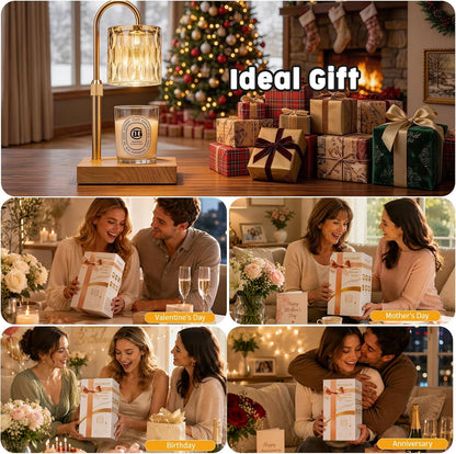 Candle Warmer Lamp with 3 Bulbs, Adjustable Height Dimmable Candle Warmer with Timer, Candle Lamp with Charming Gift Box Ribbon,Birthday Gifts for Women Mom, House Warming Gifts New Home Decor