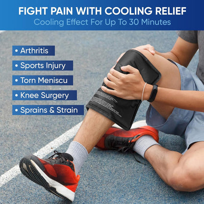 Gel Ice Packs for Injuries Reusable, Flexible Double Sided Cold Packs for Injuries, Ice Pack for Knee, Shoulder, Back, Hip, Leg, Arm (Blue, 8"x5.5", 1PK)