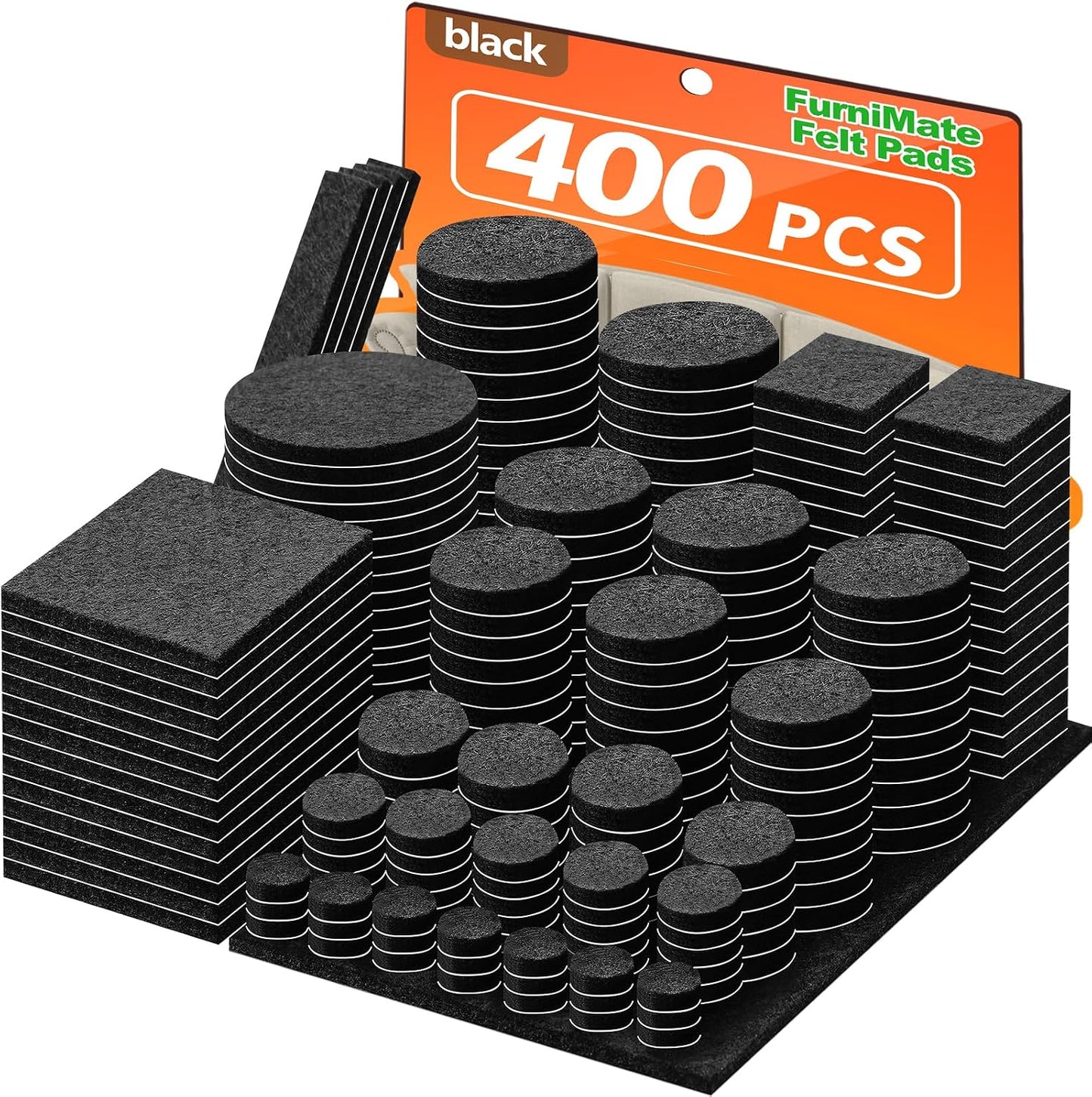 Felt Furniture Pads 300 Pieces, Furniture Pads for Hardwood Floors Black | Self-adhesive felt pads prevent scratches and noise, ideal for chair legs, suitable for hardwood floors and indoor furniture