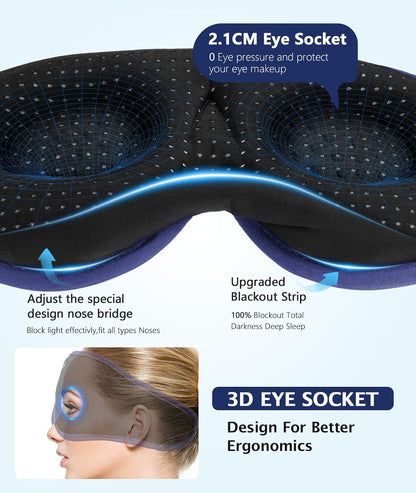 LC-dolida Sleep Mask with Headphones Bluetooth 5.4, 3D Sleeping Headphones for Side Sleepers Bluetooth Sleep Mask Blackout Bluetooth Eye Mask for Sleeping Travel Meditation Men Women