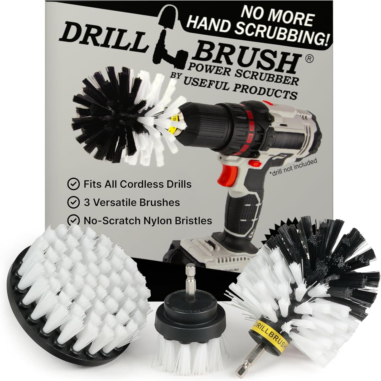 Cordless Power Spin Scrubber Drill Attachment - Electric Dish Scrubber Spin | Medium Drill Brush Attachments for Cleaning Tile, Grout, Dishes, Pots, Pans, Air Fryers, Fish Tanks, Boat Seats & Boat Hulls