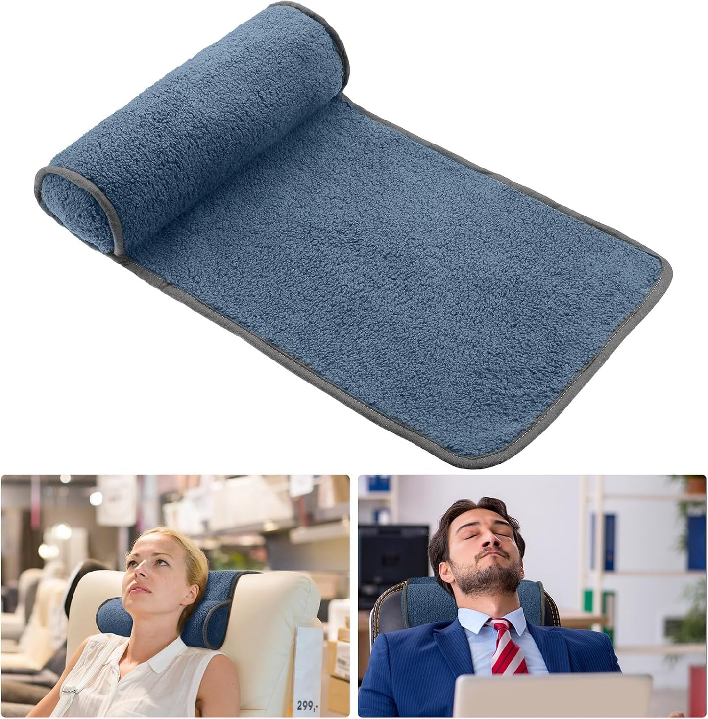 Weysat Recliner Pillow Neck Head Support Roll Non Slip Fleece Adjustable Neck Chair Headrest Cushion for Travel Home Office Recliner Couch Sofa Armchair Support and Pain Relief(Gray)