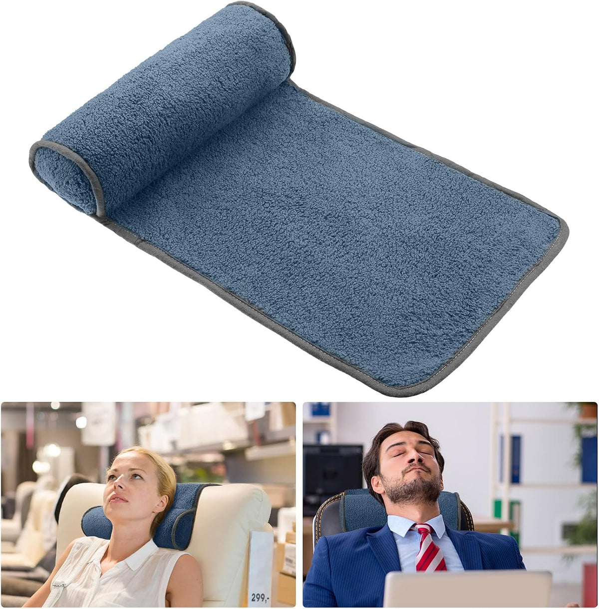 Weysat Head Neck Pillow for Recliner Chair Head Rest Roll, Gray