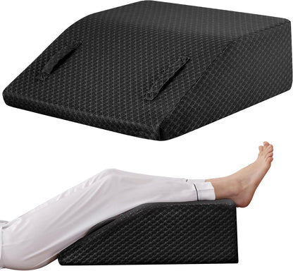Ruqmuis Leg Elevation Pillow for After Surgery, 10inch Foam Leg Elevating Pillow for Swelling and Blood Circulation, Leg Wedge Pillow for Sleeping, Knee Pillow for Knee Hip Ankle Pain Relief, Velvet