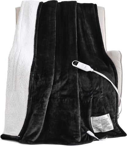 Bedsure Heated Blanket Throw, Soft Electric Blanket with Preheat, Cream