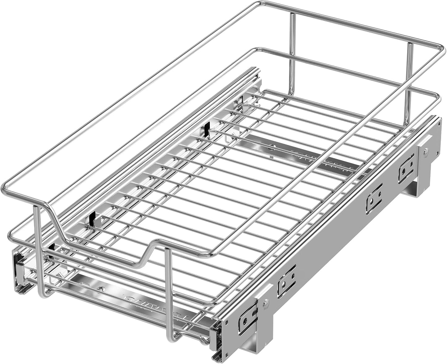 Pull Out Cabinet Organizer 15" W X 22" D, Chromed, Full Slide Out Drawers | For Kitchen Organizers and Storage, Pull Out Drawers For Cabinets Capacity Heavy Duty Caddy, Cabinet Shelves, Bathroom Pantry