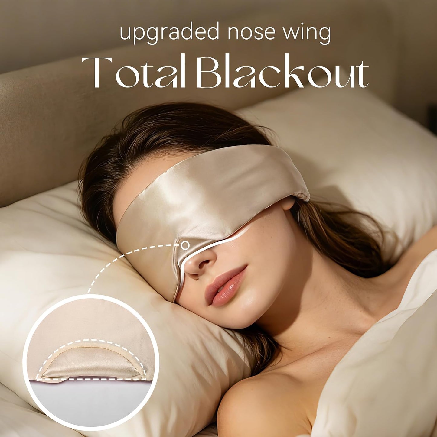 Silk Sleep Mask 22 Momme 100% Mulberry Silk & 3.5cm Silk Hairband Set for Side Sleeper Women Men,Light Blocking Nose Pad, Adjustable Silent Strap,Eye Mask fo Home & Travel Use (Pink)