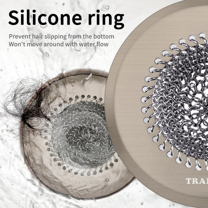 TRAPMATE Shower Drain Hair Catcher, 4.4" Anti-Clogging Bathtub Drain Cover | Easy Flip Cleaning, Traps Hair with Fast Drainage, Anti-Slip Drain Protector Fits Regular & Pop-up Drains (Patented Product)