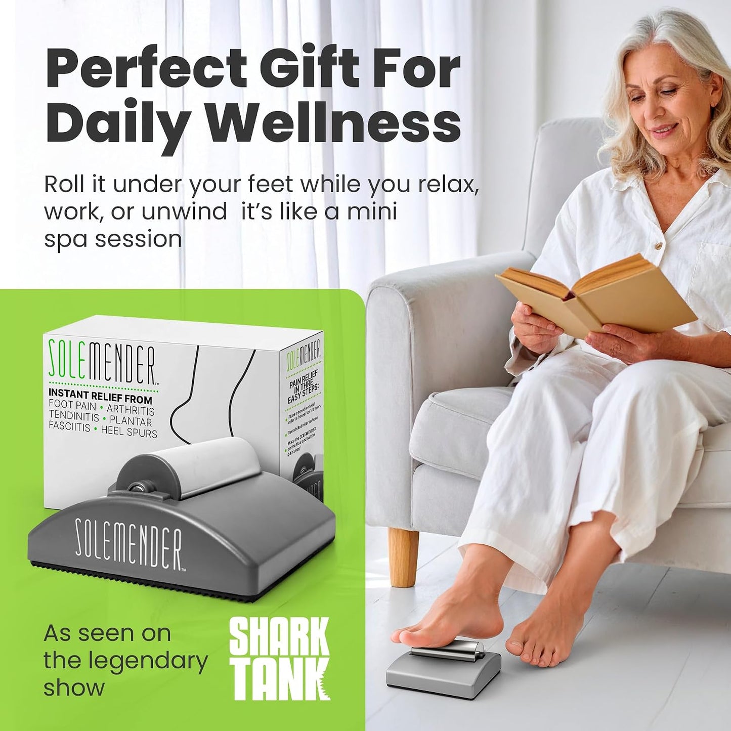 Wooden Foot Roller - Soothe & Massage Sore Feet (Jade Stone) | Boosts Circulation & Relaxes Tired Muscles, Deep-Tissue Massage At Home, Under the Desk Foot Pain Relief