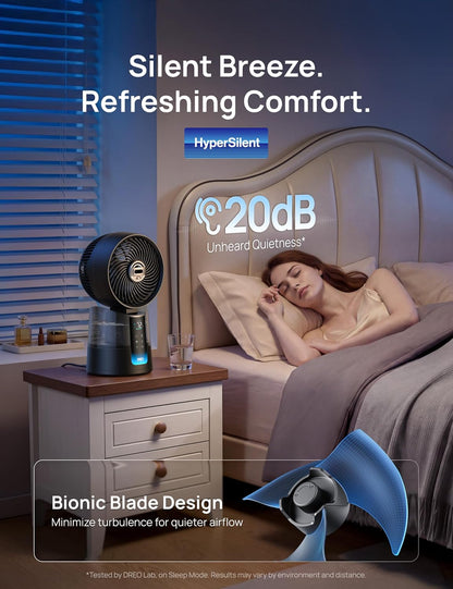 DREO TurboCool Misting Fan 516, 5℉ Drop Cooling Fans that Blow Cold Air | 150°+30° Omni-directional Oscillating, Evaporative air cooler, 26 ft/s Wind, Ultrafine Mist, 20dB, 6 Speeds 2 Modes, Grey