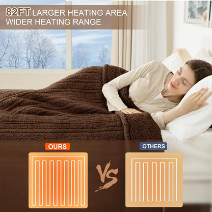 Heated Throw Blanket 50"X60", Soft Sherpa, 4 hrs Auto Shut Off