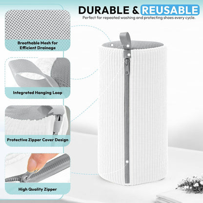 Shoe Washing Machine Bag - 360° Deep Clean shoe washing bag - 2Pc | Laundry Shoe Bag for Washer and Dryer - Reusable Shoe Cleaning Bag -Shoe Bag for Washing Sneakers etc with Zip Lock - Yellow