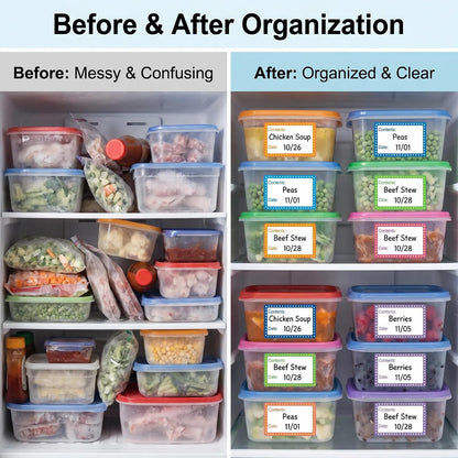 500Pcs Blue Freezer Labels, Waterproof Write-On Stickers | 500Pcs labels; removable writable adhesive for jars, containers, meal prep, pantry storage, and freezer use.