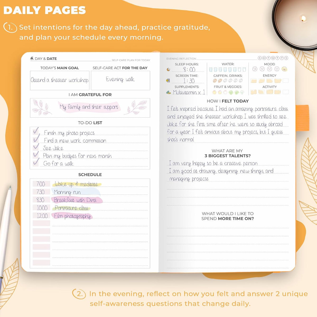 Clever Fox Self-Care Journal for Women, Daily Planner 5.8x8.3 Mystic blue