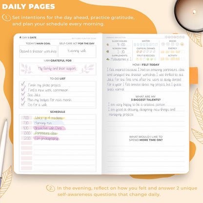 Clever Fox Self-Care Journal for Women, Daily Planner 5.8x8.3 Mystic blue