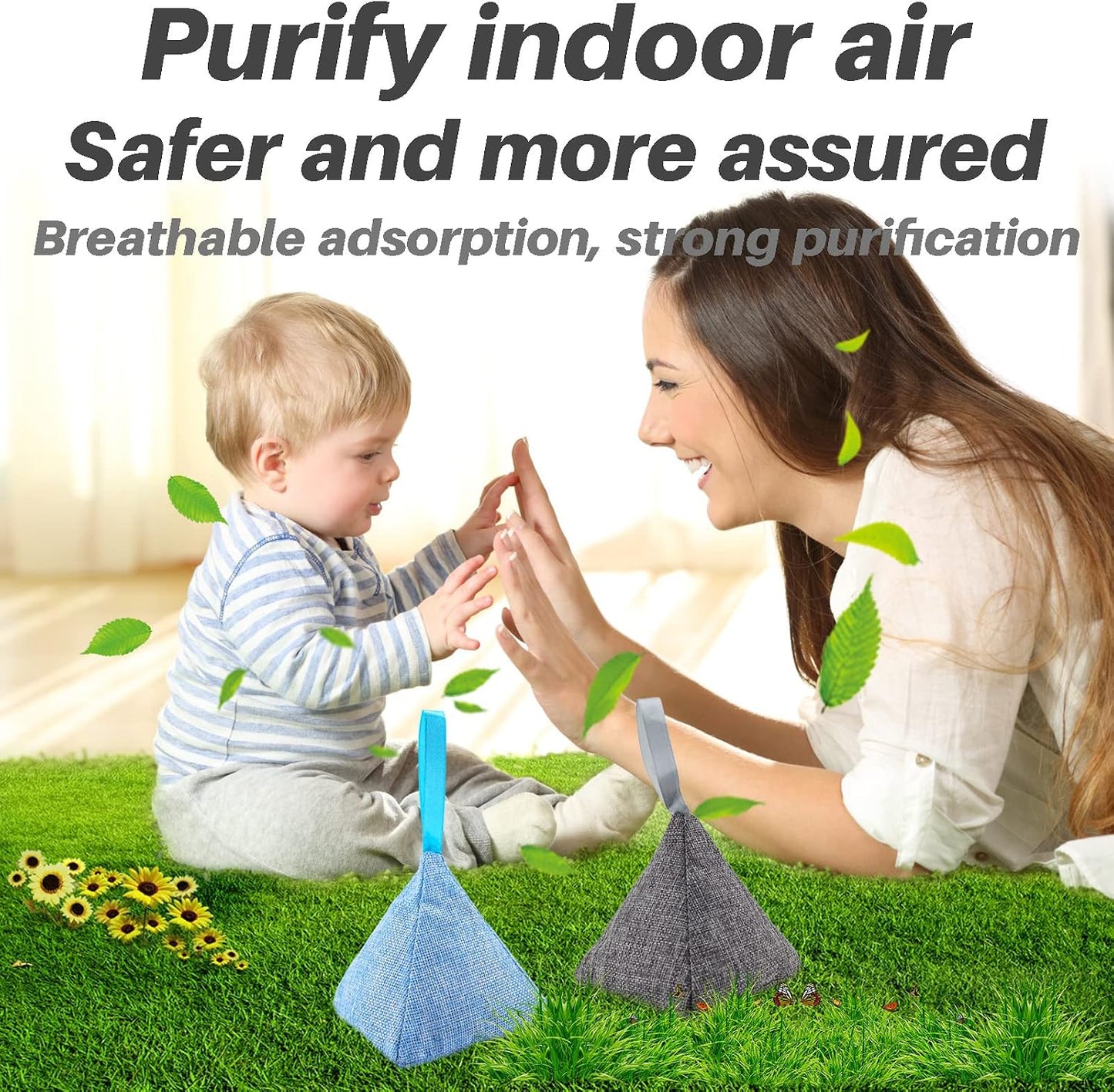 Charcoal Bags Odor Absorber (3x200g) Activated Bamboo Charcoal Air Purifying Bags Charcoal Odor Eliminating Bags for Home & Car Shoes, Closet, Pet -3 PACK