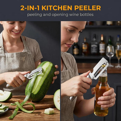 2-Pack Stainless Steel Vegetable Peeler Set - Zero Flex Professional Peelers, Commercial Grade Fruit & Vegetable Peelers for Kitchen, Dishwasher Safe, Rust Resistant