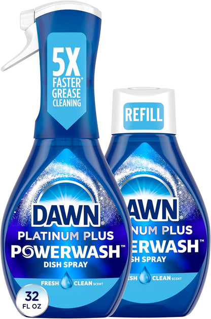Dawn Powerwash Spray, Dish Soap, Dishwashing Liquid, Fresh, 1 Starter Kit + 3 Refills, 4x16 Fl Oz