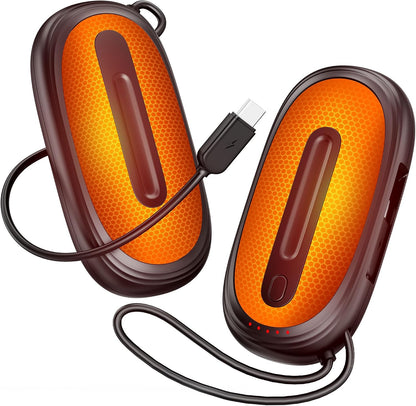 Hand Warmers Rechargeable 2 Pack, AI Smart 1s Fast Heated, 6-24 Hour Dual-Sided Safety Long Heat, Fast Heating Level 5, Electric Hand Warmers with Type-C Cable, Hunting Essentials Ski Camping Gifts