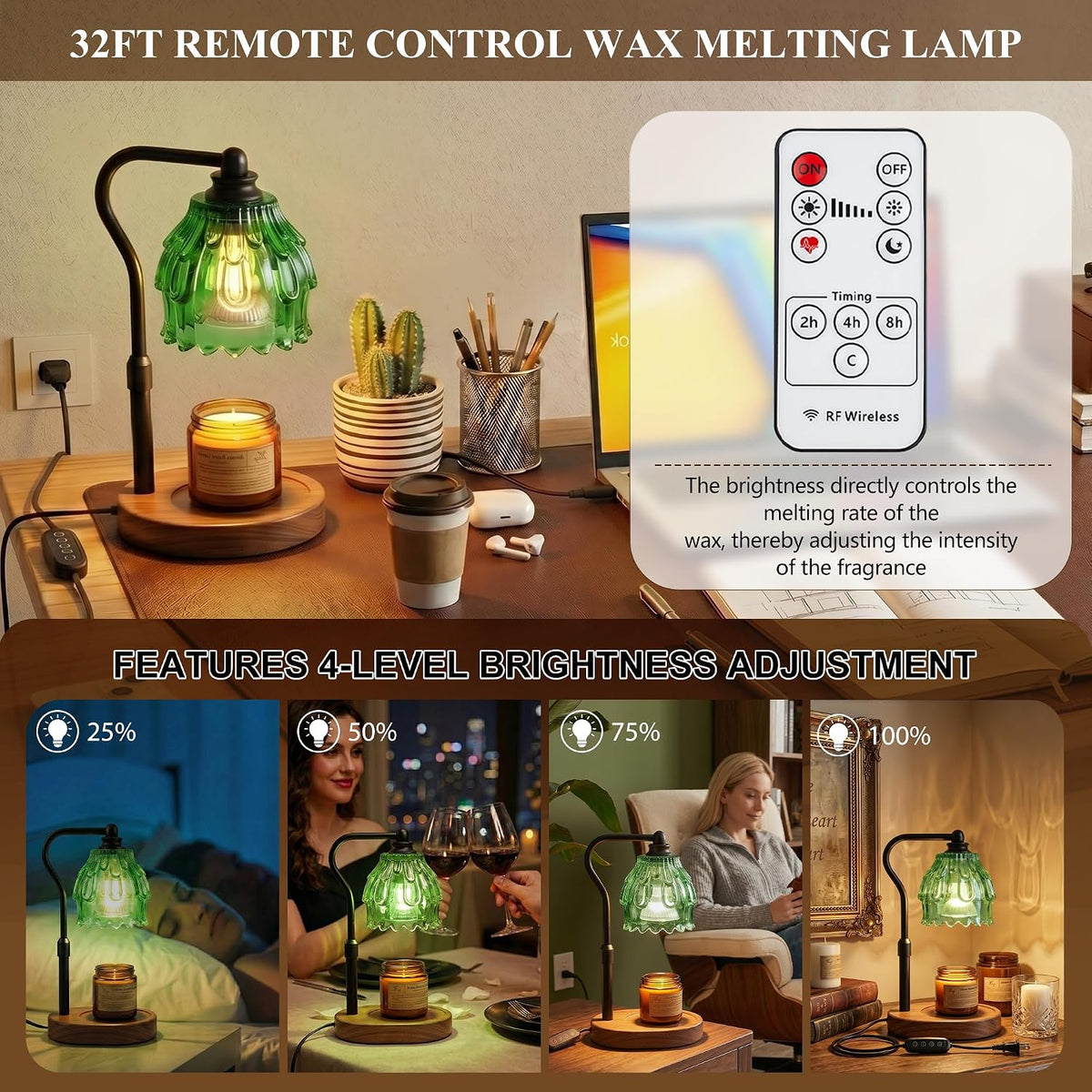 Candle Warmer Lamp with Timer and Wireless Remote Control