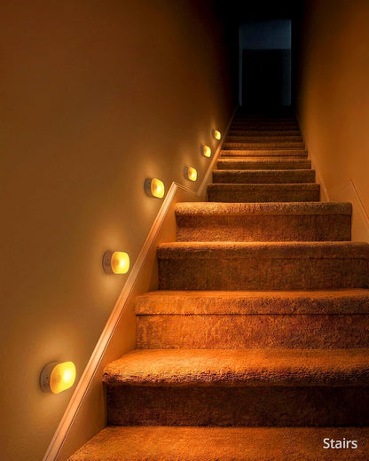 Lyridz Rechargeable Night Light with Motion Sensor, Dimmable Amber Nightlights for Bathroom, Bedroom, Kids Room, Hallway, Stairs, Pet House, 2 Pack