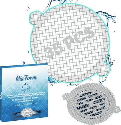 35 Pack Hair Catcher Shower Drain Disposable Mesh Stickers (Round)