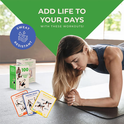 100 Bodyweight Exercise Cards – Illustrated Home Workout Flash Card Deck Designed by a Physical Therapist for Strength Training with No Equipment for Men and Women